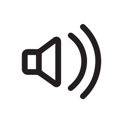 Vector icon minimalist design of a mobile phone with sound on symbol, created in black and white, outlined with bold black lines.