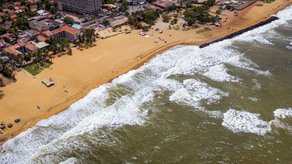 Aerial view of the Negombo beach on an early morning, beautiful destinations, Sri Lanka