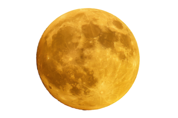 A full, golden-orange moon against a black backdrop.  The surface texture of the moon is clearly visible with varied shades of orange and light yellow