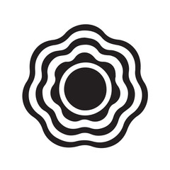Minimalist vector design features a circular abstract sun figure, represented in black and white, outlined sharply with black lines for artistic expression.