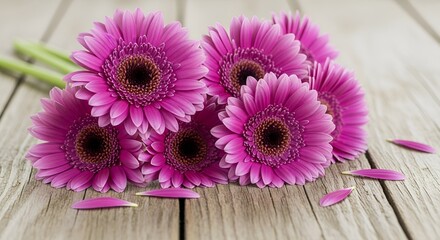 Vibrant Gerbera Daisies on Rustic Wood