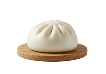 Steamed bun on wooden board food photography for recipes and culinary designs