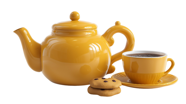 Tea set with cup and cookies