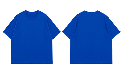 oversized Blue t-shirt mockup front and back view washed