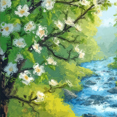 Various oil paintings, flowers, streams, chrysanthemums, flying birds, butterflies, chrysanthemums, waterfalls, forests, tulips, goldfish, roses, peonies, rabbits, bees