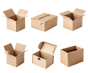 Fototapeta premium Cardboard boxes in various open positions (2)