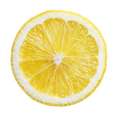 Close-up of a lemon slice, bright yellow, radiating segments