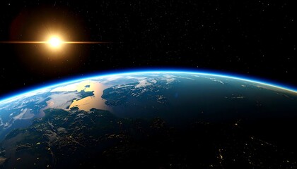 Fototapeta premium Earth from space at sunrise