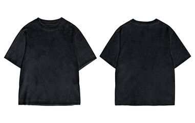 oversized Black t-shirt mockup front and back view washed