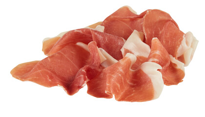 Thinly sliced ​​fresh pork cut out isolated transparent background