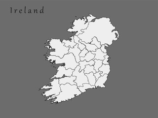 High detailed Ireland vector map with regions
