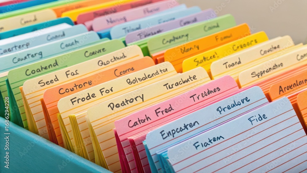 Poster back college vibes concept. organized file folders in various colors and labels for easy access.
