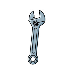 illustration of adjustable wrench with silver body, isolated on white background. Perfect for construction, plumbing, mechanic, or industrial tool design projects