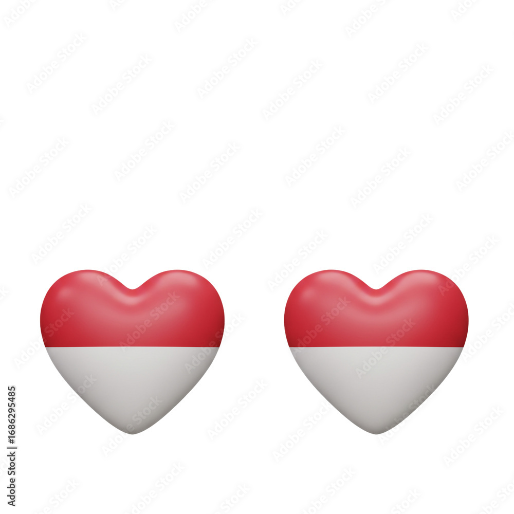 Aufkleber two heart-shaped symbols, each displaying a red and white color scheme, represent love and unity in 