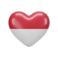 A glossy, heart-shaped symbol of national pride, representing a country with a vibrant culture and rich history, perfect for design.