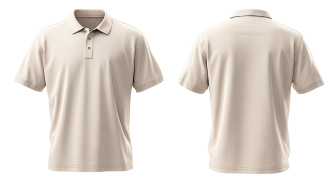Beige polo shirt, front and back views (1)