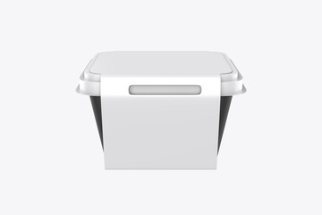 Plastic Food Container in Paper Sleeve Mockup. 3d illustration