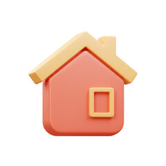 A charming, three-dimensional illustration depicts a simple house with a roof and a window, showcasing a warm and inviting aesthetic.