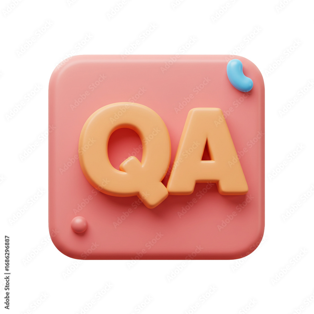 Fototapete a rendering showcases the letters qa, representing quality assurance, on a soft pink square with pla