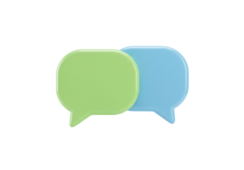 3 d render of two pastel speech bubbles with transparent background