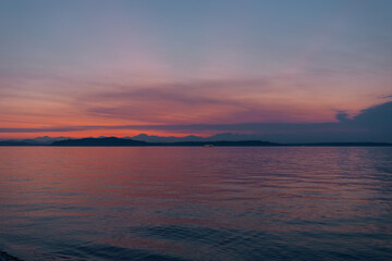 pink and blue sunset over the sea