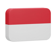 A three-dimensional rendering presents a rectangular form with rounded edges, showcasing a vibrant red and white color scheme, symbolizing a specific nation.