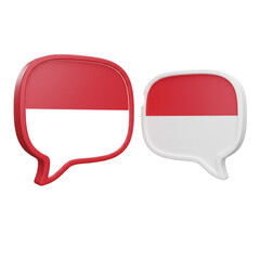 Two speech bubbles representing communication and dialogue, featuring the colors and design of a national flag, symbolizing conversation.