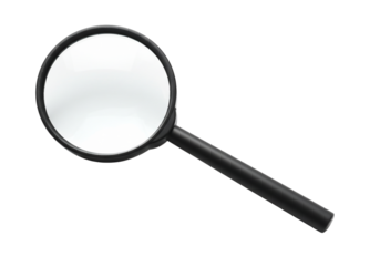 Magnifying glass on transparent background detailed close up
