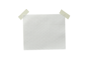 Squared paper attached with tape clean texture transparent background