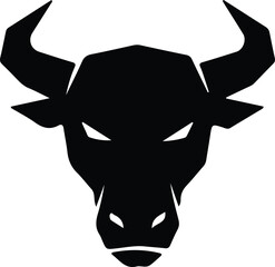 Illustrator Vector Bull head front view minimalist animal silhouette