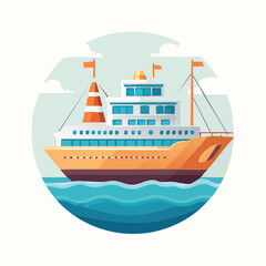Fototapeta premium Cruise Liner on the Water A Classic Ship Illustration with Waves and Gentle Hues