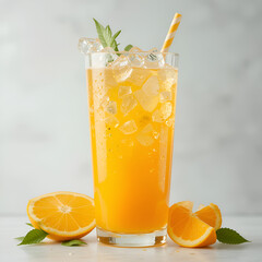Fototapeta premium Glass of Orange Juice Isolated