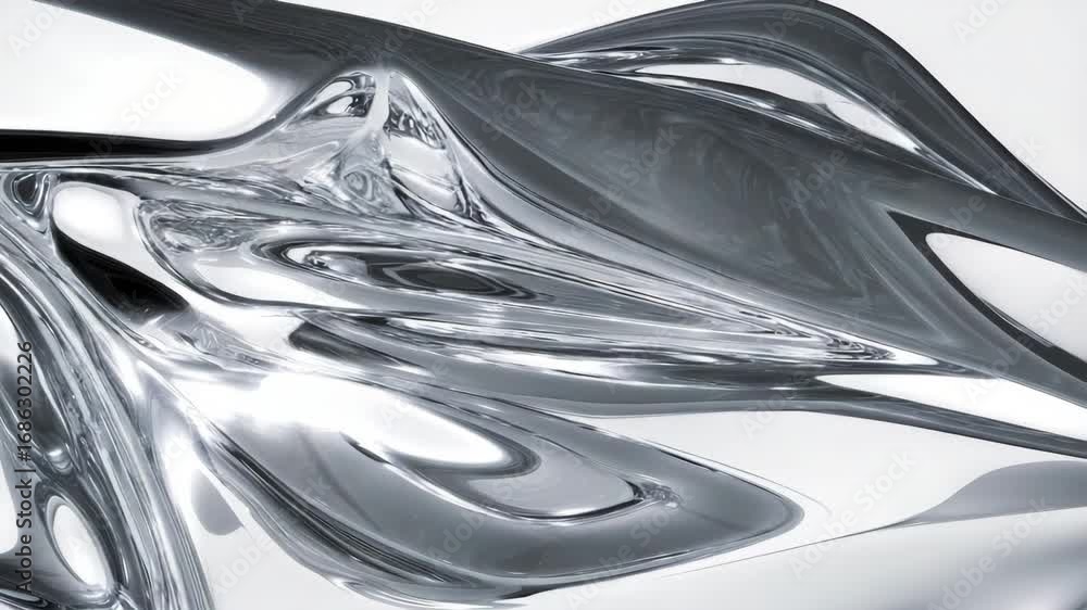Poster reflective metallic liquid swirl abstract background with shiny curves