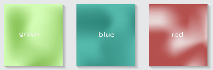 Simple and soft vector background. Nude gradient poster set. Abstract light peach, green color banner. Blurred fresh blue gradient background. vector