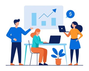 Teamwork and Collaboration Business Professionals Analyzing Data and Working Together on Projects