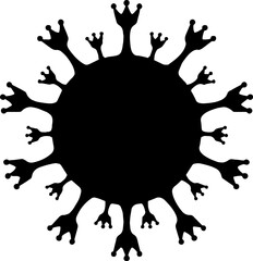 Virus Cell with Crown Spikes - Microscopic Pathogen Silhouette Vector with white background
