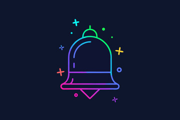 Fototapeta premium Neon glowing bell with tiny star icon for notification alert