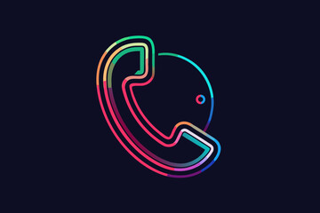 Fototapeta premium Classic telephone glowing neon minimal line modern design icon