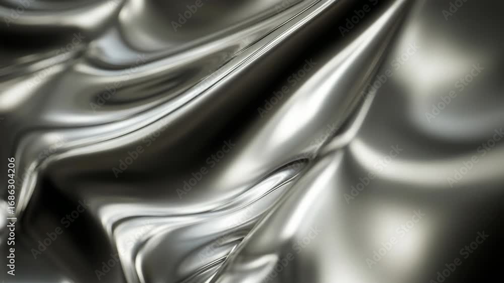 Poster Abstract metallic fabric textures featuring flowing shiny surface patterns