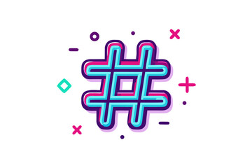 Obraz premium Classic hashtag neon glowing minimal line icon for modern networks