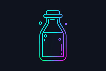 milk bottle with fresh dairy product nutrition icon