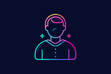 Single user silhouette person neon minimal line glow icon illustration