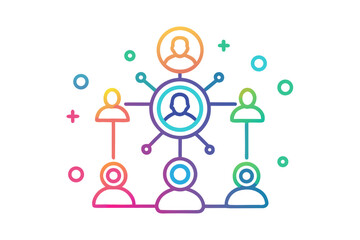 multiple users icon design glowing neon minimal line style