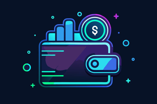 wallet with glowing effect neon minimal line icon design - Powered by Adobe