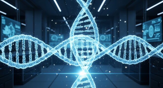 Detailed 3D DNA Model in Futuristic Laboratory Setting
