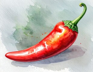 Watercolor chili pepper illustration