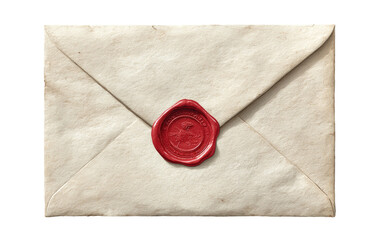 Aged, cream-colored envelope sealed with red wax