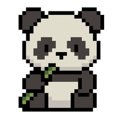 Fototapeta premium Pixel Art Panda with Bamboo
