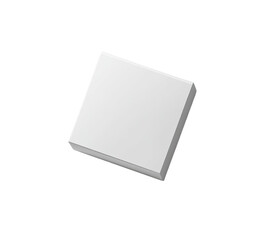 A simple, square, white, 3D model object, angled slightly