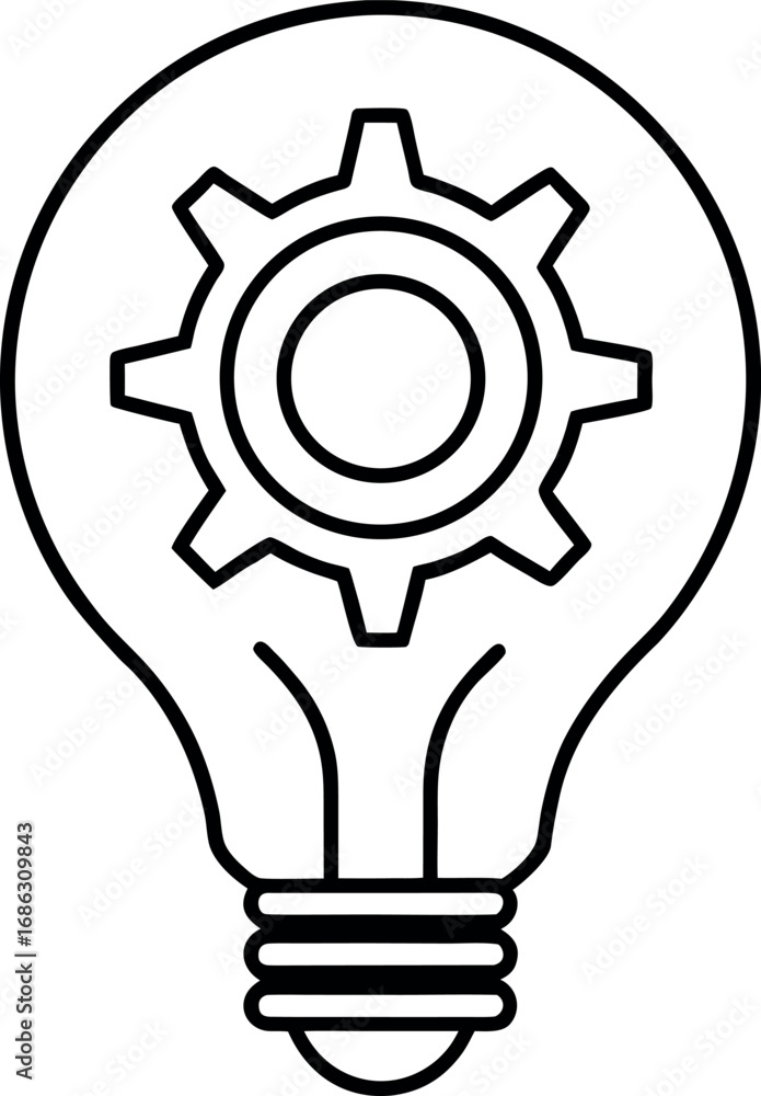 Aufkleber light bulb with gear inside as a symbol of idea generation and problem solving and innovation for cr